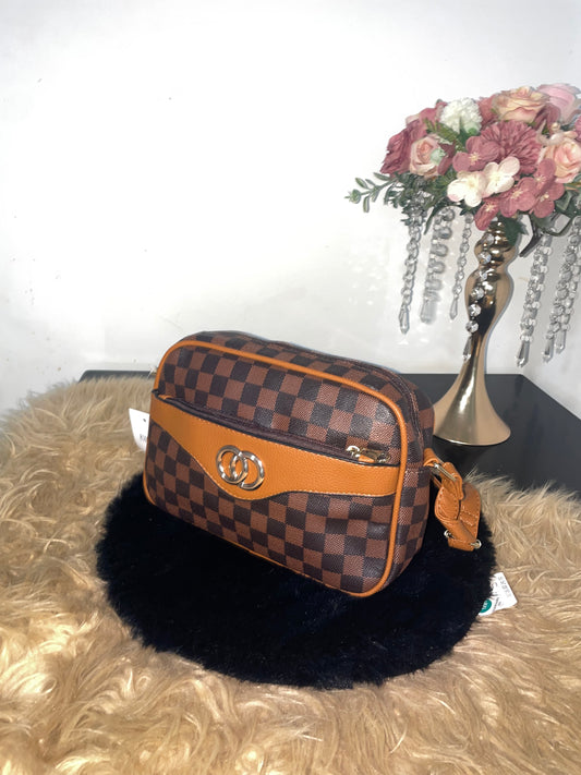 Luxe Schoudertas in Ruitmotief – Bruin & Camel