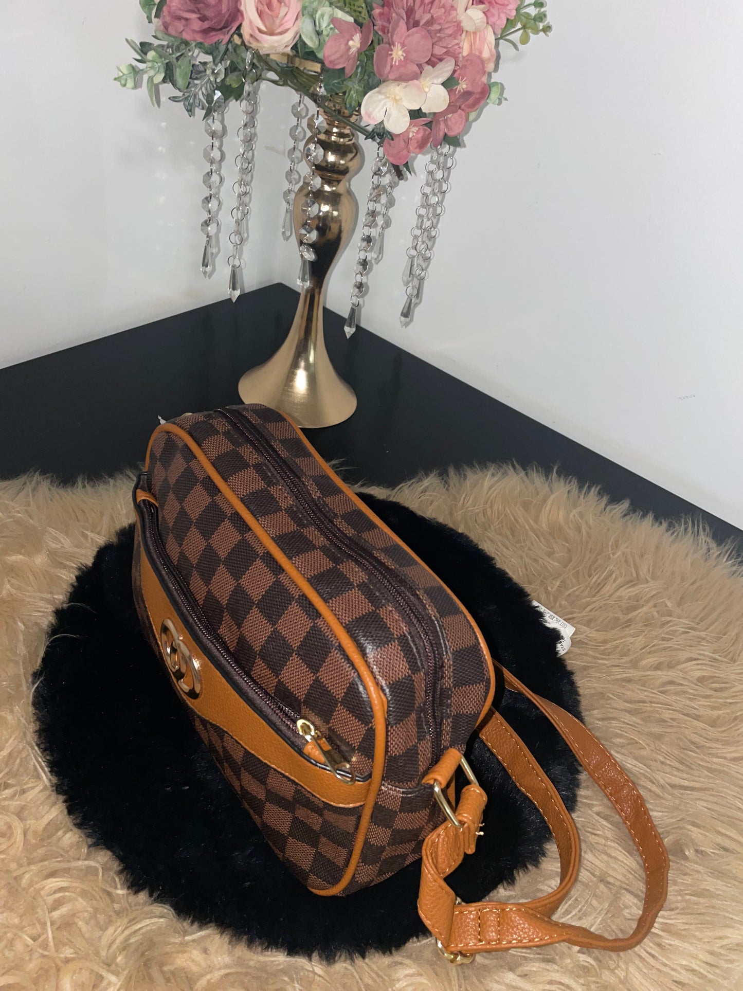 Luxe Schoudertas in Ruitmotief – Bruin & Camel