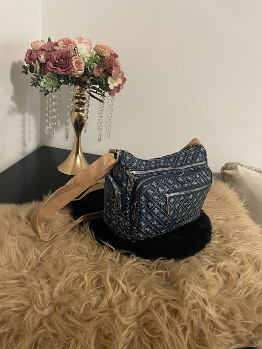 Luxe Dameshandtas – Donkerblauw met Monogramprint