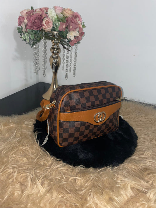 Luxe Schoudertas in Ruitmotief – Bruin & Camel